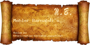 Mehler Barnabás névjegykártya